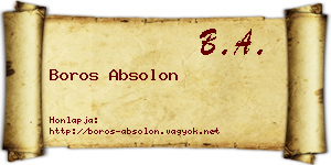 Boros Absolon névjegykártya